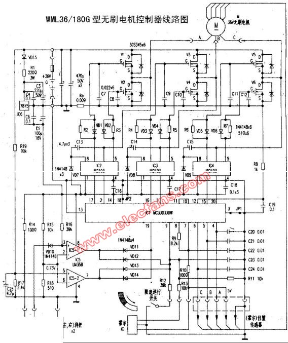 WML36 180G型无刷电机控制器电路图线路图,第2张