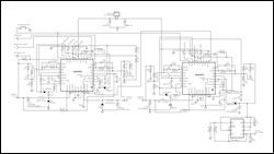 用于ADSL2+芯片组的2.2MHz降压或升压变换电源,第13张 用于ADSL2+芯片组的2.2MHz降压或升压变换电源,图10. 多DSL (VDSL/ADSL)电源管理。输入:5.5V至7V, 输出: VOUT1 = 1.2V/1.5A, VOUT2 = 1.8V/1A, VOUT3 = 3.3V/1A, VOUT4 = 12.8V/200mA。每个变换器的开关频率为2.2MHz,组合开关频率相当于8.8MHz。开关频率与系统时钟同步。,第13张